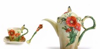 Franz Collection Tasse/Untertasse/Löffel und Kanne Van Gogh Poppy Flower NEU