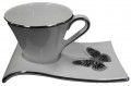 italienische Keramik Sonderedition Platino Schmetterling Design Espresso Tasse/Untert. NEU